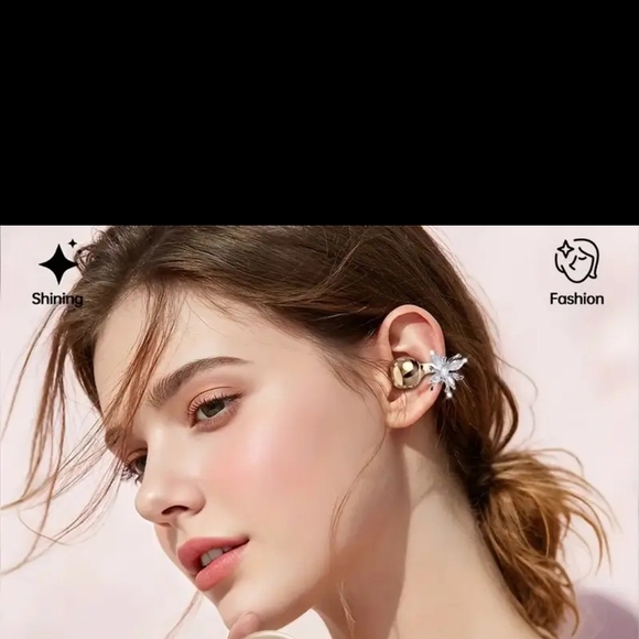 Gold Clip Earbuds with Crystal Accents - Picture 4 of 9